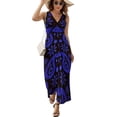 thumbnail image 2 of Blue Paisley Bandana Pattern Dress Fashion Boho Beach Long Dresses Female Party Printed Maxi Dress, 2 of 9