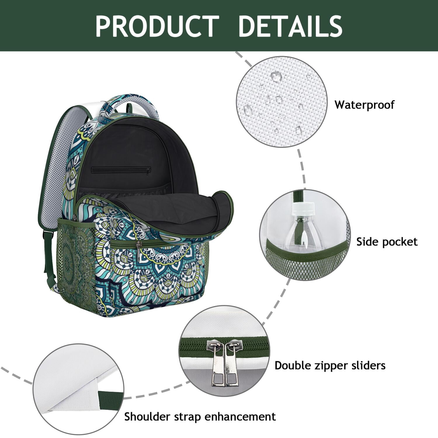 Exotic Cultural Mandala Waterproof School Bag - Ergonomic Backpack for College Students & Commuters