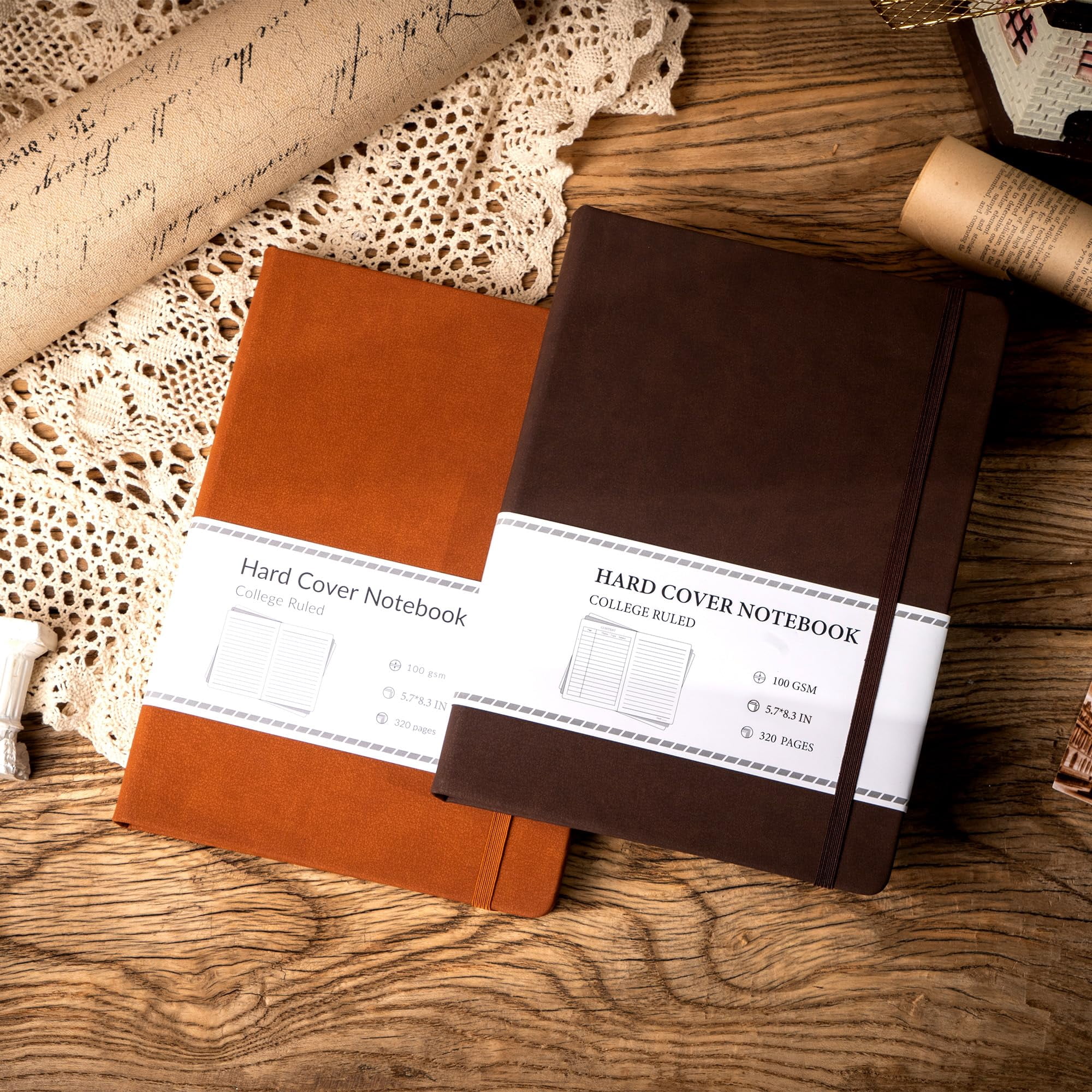 Lined Journal Notebook for Women Men 320 Pages 100 Gsm Paper Thick Journaling Notebooks A5 Leather Journals for Writing Hardcover Journal Supplies for Work Note Taking Diary, 5.7x8.3 In, Green