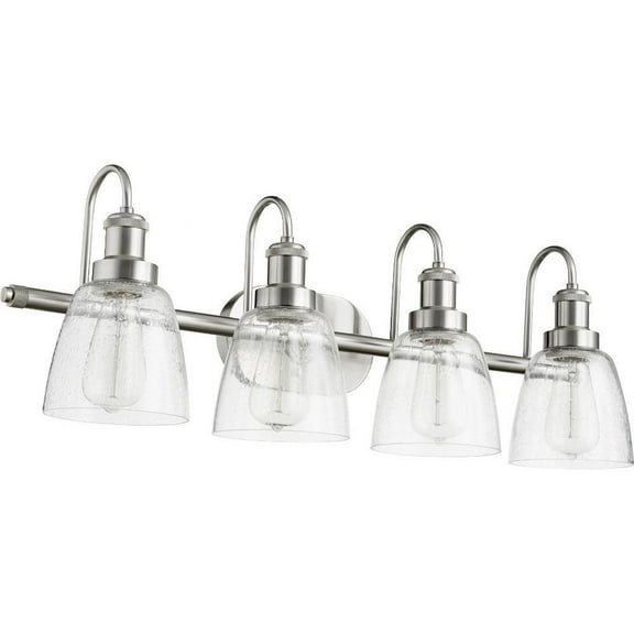 4 Light Bathroom Light in Transitional Style-10.5 inches Tall and 30.25 inches Wide-Satin Nickel Finish Bailey Street Home 183-Bel-3400002