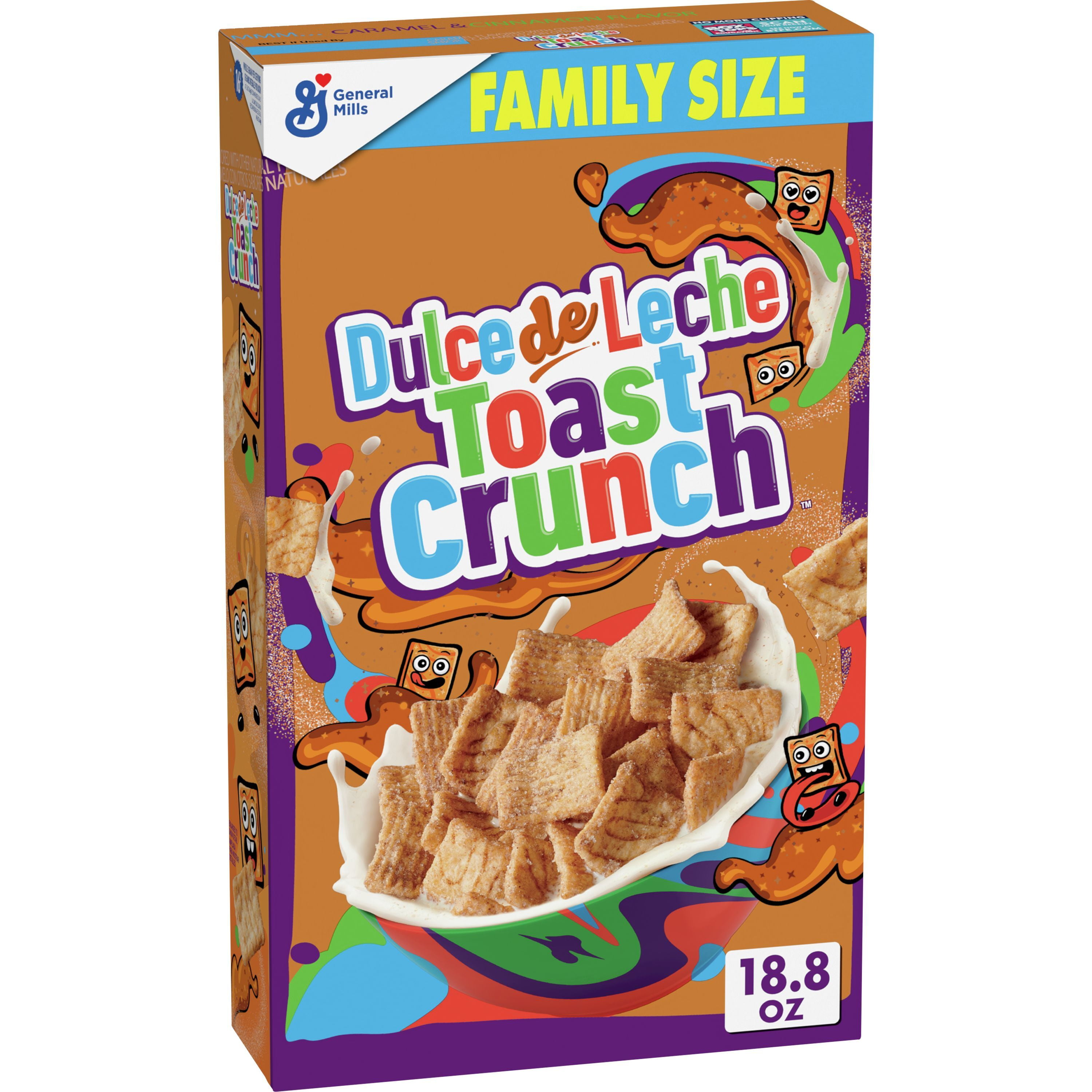 Dulce de Leche Toast Crunch Breakfast Cereal, 18.8 OZ Family Size Cereal Box