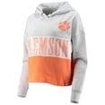 thumbnail image 2 of Women's '47 Heathered Gray/Heathered Orange Clemson Tigers Lizzy Colorblocked Cropped Pullover Hoodie, 2 of 3