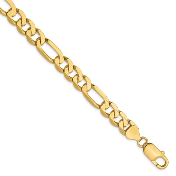 Auriga Fine Jewelry 10K Yellow Gold Men's 7.5mm Flat Figaro Chain Bracelet 8"