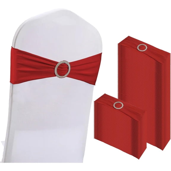Red Chair Sashes for Wedding 20 Pack Stretch Chair Sashes Elastic Chair Bow with Buckle Wedding Party Banquet Event Decoration