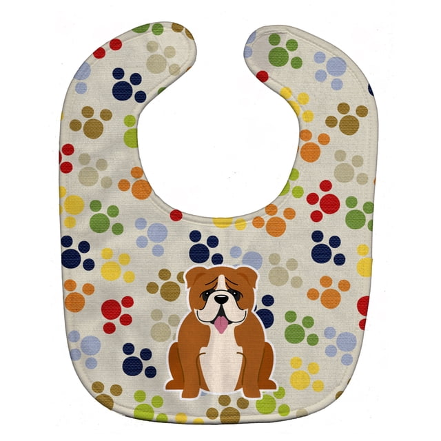 "Babero para bebé Caroline's Treasures Pawprints, Bulldog inglés rojo blanco, grande" Caroline's Treasures BB5949BIB