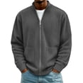 thumbnail image 3 of Men Full Zip Knit Cardigan Sevevn Long Sleeve Ribbed Stand Collar Sweater Jacket With Dual Side Hand Pockets Loose Fit Outerwear For Daily Casual And Travel Occasions, 3 of 8