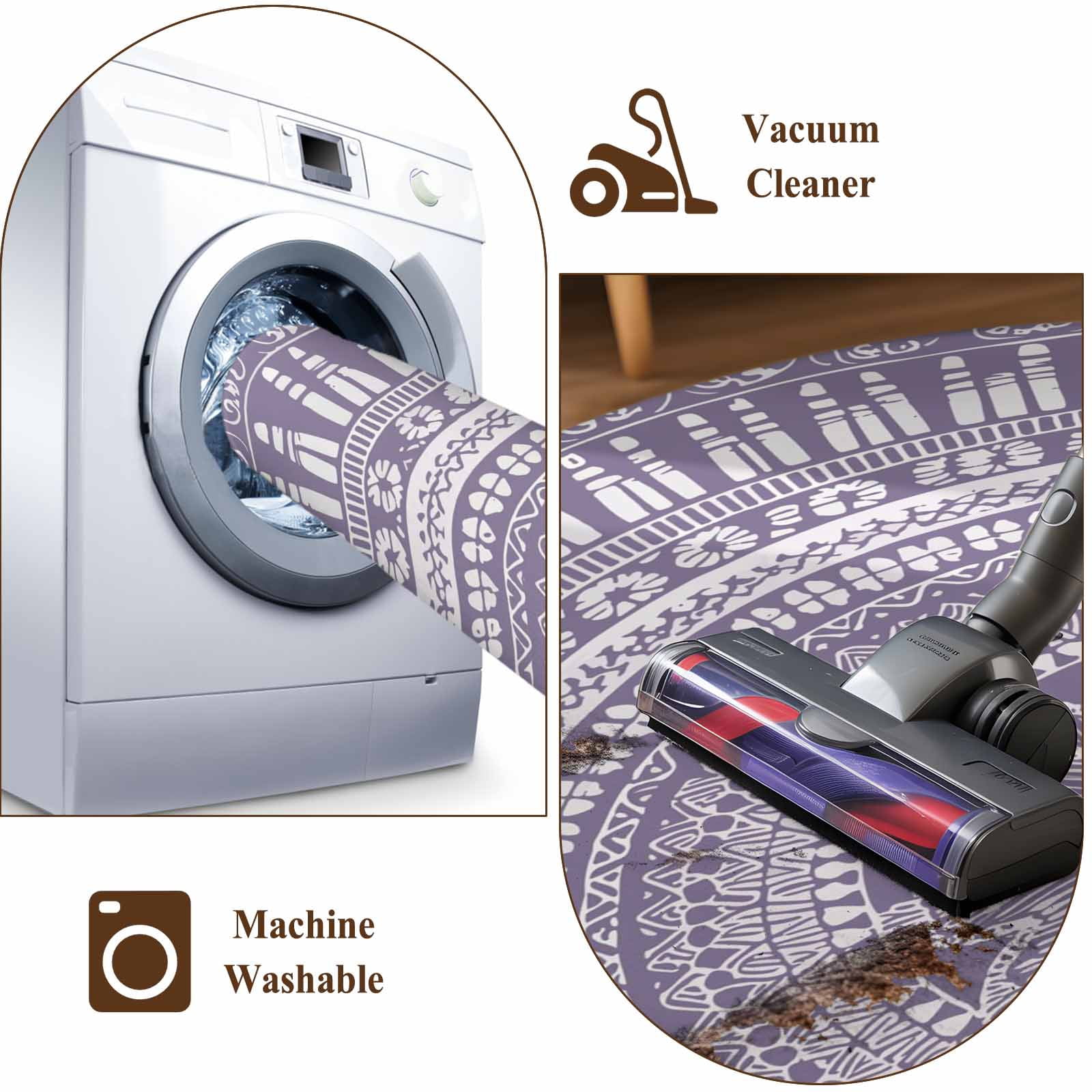 Purple Boho Kitchen Runner Rug 2x6 Washable Runners for Hallway Non Slip Mantoro Flower Modern Abstract Bohemian Floral Large Area Rug Indoor Floor Carpet for Bathroom Laundry Entryway Bedroom