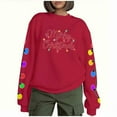 thumbnail image 3 of DDAPJ pyju Merry Christmas Sweatshirt for Women Oversized Letter Graphic Sweatshirts Xmas Holiday Long Sleeve Pullover Trendy Casual Y2K Outfits Red M, 3 of 8