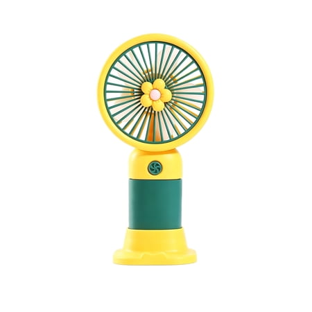 OCCOA Cute Handheld Mini Fan for Adults and Teens, USB Rechargeable Portable Pocket Fan with Stand, 3 Speed Personal Cooling for Office Travel, Yellow