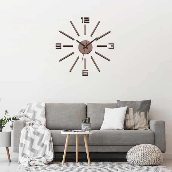 Uxcell 40-70cm Modern Frameless DIY Wall Clock, Large Mirror Acrylic Arabic Numeral, Oversized Vintage Clock, Silent Quartz Movement Battery Operated for Office Home Decor, Red