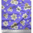 thumbnail image 1 of Soimoi Purple Cotton Duck Fabric Leaves & Flower Printed Fabric 1 Yard 56 Inch Wide, 1 of 3