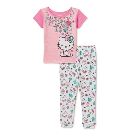 Hello Kitty Toddler Girls' Cotton Pajamas, 2 Piece Set