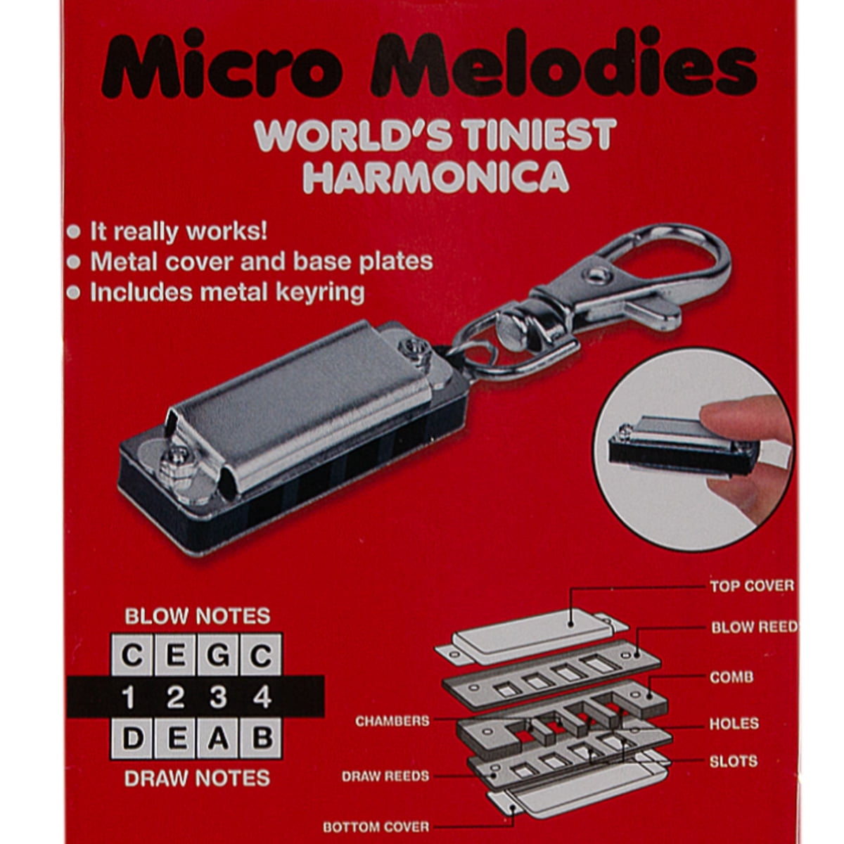 Playmaker Toys 9068707 Metal Micro Melodies Tiniest Harmonica Key Chain, Silver - Pack of 12