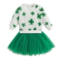 thumbnail image 2 of YTCAMLO Toddler Girls Tulle Tutu Dresses Casual Long Sleeve Crewneck Swing Dress A Line Tiered Dress Comfy St Patricks Day Outfits, Green 12-18 Months, 2 of 7