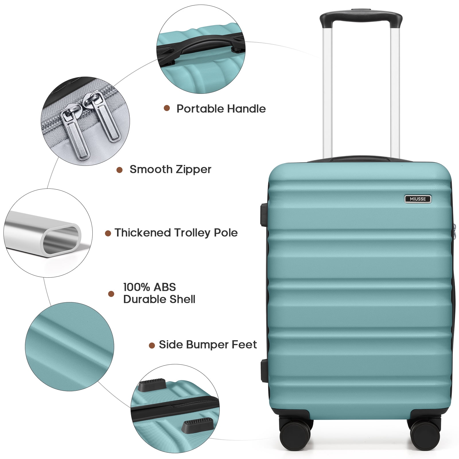 MIUSSE Hard Shell Luggage Sets, 3 Piece Luggage Set, 20/24/28 IN Carry On Luggage with TSA Lock Spinner Wheels, Hard Shell Suitcases Women Men