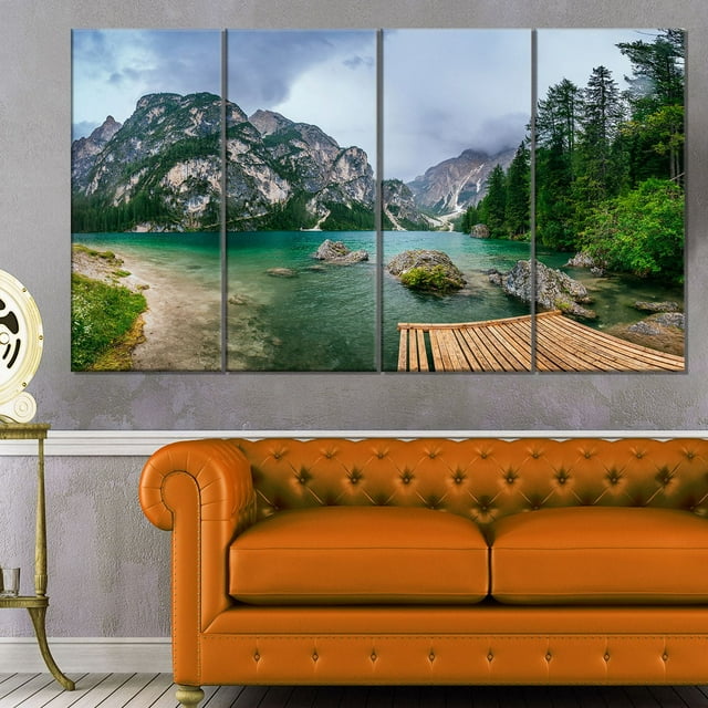 Design Art Lake between Mountains Landscape Photo Canvas Print