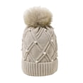 thumbnail image 3 of Gorro de punto de lana de moda para mujer para otoño e invierno, gorro frío y cálido, gorro de viaje de cara fina y gruesa, 3 of 6