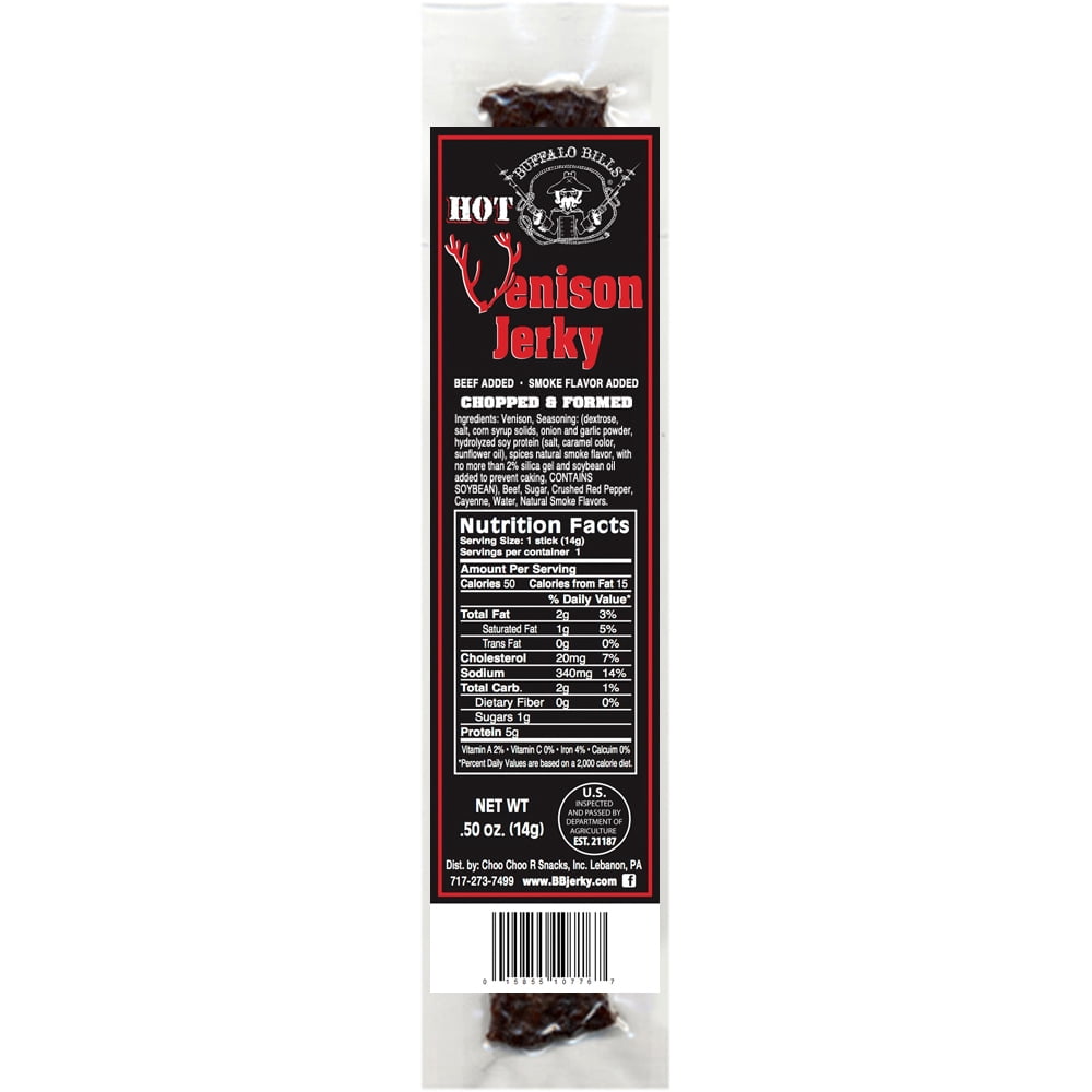 Buffalo Bills 25-ct Hot Venison Jerky Wrapped Strips (two 25-ct tubs of venison jerky strips)