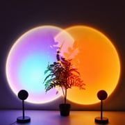 FAMKIT Sunset Lamp, RGB Color Changing LED Sunset Projector, 16 Colors Sunset Lamp Projection, 360° Rotation Floor Lamp Rainbow Projection Light for Gifts, Bedroom, Party, Christmas Decor