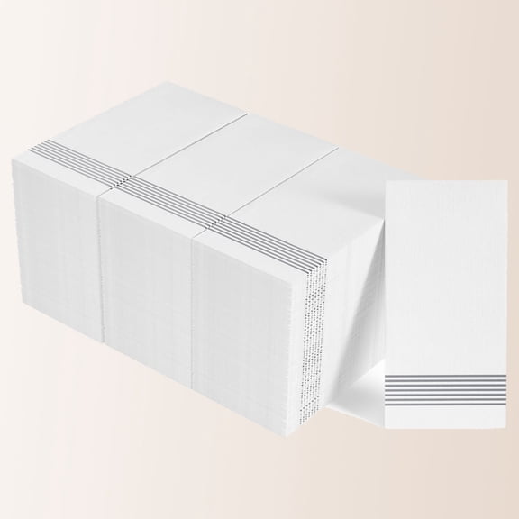 Disposable Guest Towels, Hand Towels for Bathroom, Paper Dinner Napkins for Kitchen, Soft, Party and Wedding Napkins (Silver)
