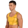 thumbnail image 4 of IEFIEL Mens Metallic Tank Top Sleeveless Shiny Crop Top Rave Festival Party Clubwear Gold One Size, 4 of 7
