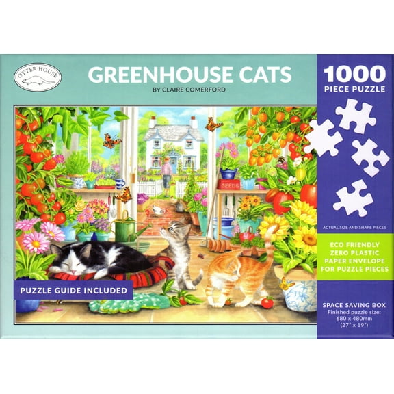 Otter House 1000 Piece Puzzle - Greenhouse Cats By Claire Comerford