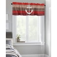 thumbnail image 4 of Kitchen Cafe Valance Curtain for Small Windows,Marine Nautical Anchor with Compass Rod Pocket Short Valances Red Brown Retro Wood Board Window Treatment Panel for Living Room/Bedroom/Bathroom,42x12in, 4 of 9