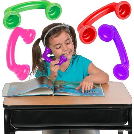 Novelty Whisper Phones for Reading - Pack of 4 - Auditory Feedback, Hear Myself Sound Phone - Accelerate Reading Fluency, Comprehension & Pronunciation - Speech Therapy Materials Toys