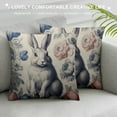 thumbnail image 3 of COMIO  Blue and White Porcelain Pillow Covers Floral Chinoiserie Rabbit Pattern Farmhouse Decorative French Country Style Cushion Pillowcases for Bedroom Living Room Sofa, 3 of 5
