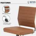 thumbnail image 6 of Okeysen Brown Armless Office Desk Chair, Mid Back Ergonomic Swivel Conference Room Chairs, Adjustable Height PU Leather Home Desk Chair, Modern Small Rolling Computer Task Chair, 6 of 18