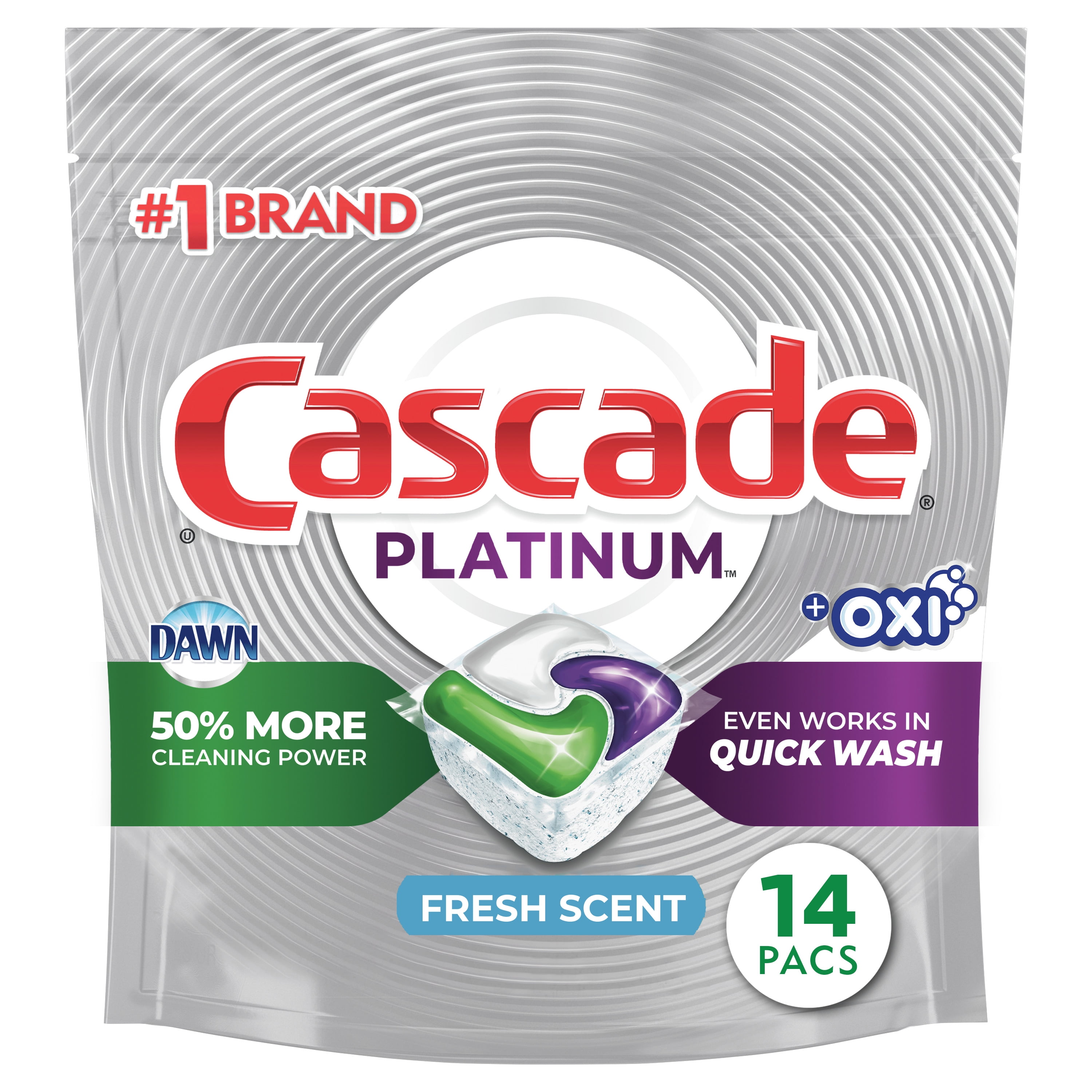 Cascade Platinum ActionPacs + Oxi, Dishwasher Detergent, Fresh Scent