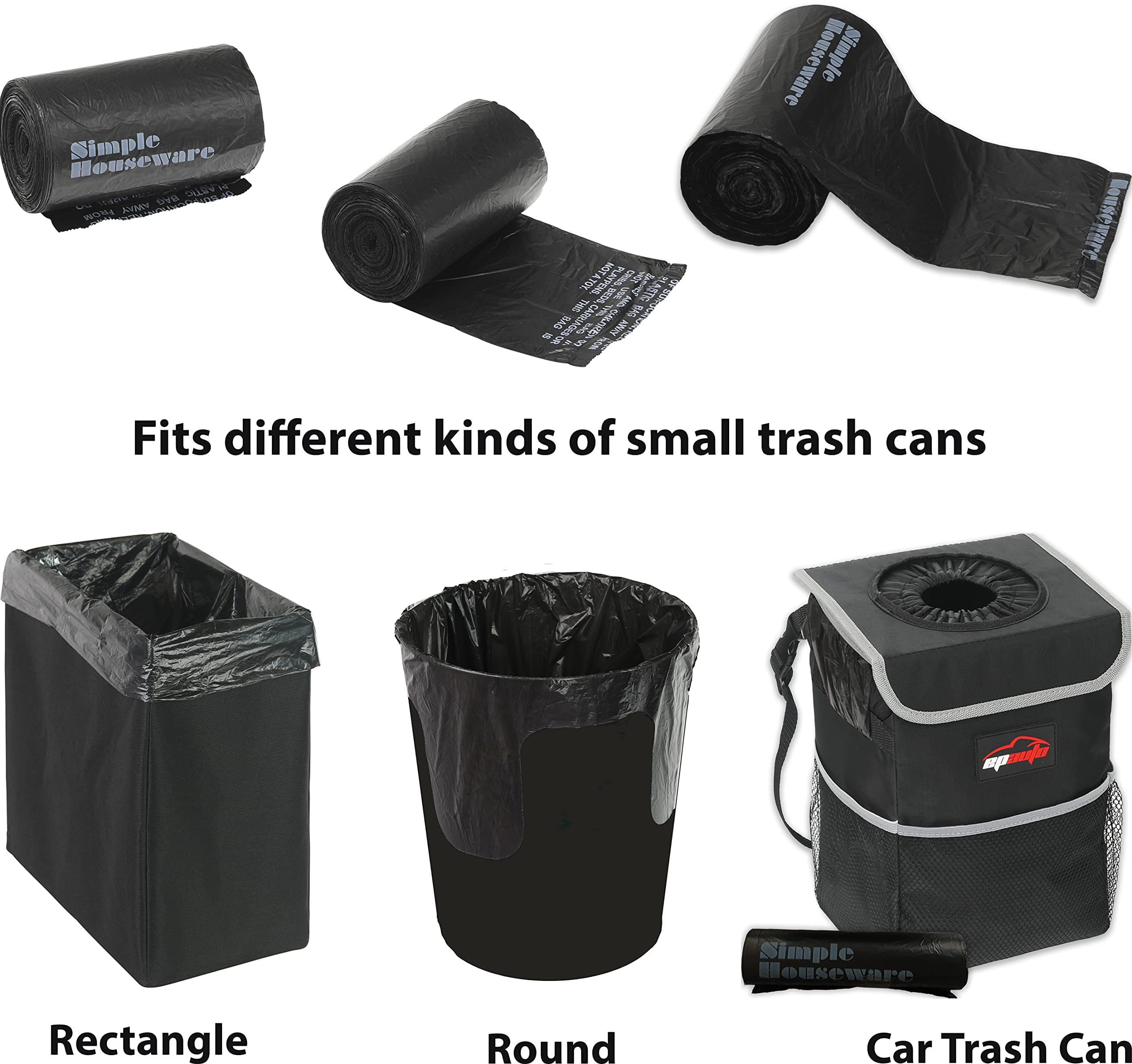 4 Gallon/180pcs Small Black Trash Bags Strong Garbage Bags