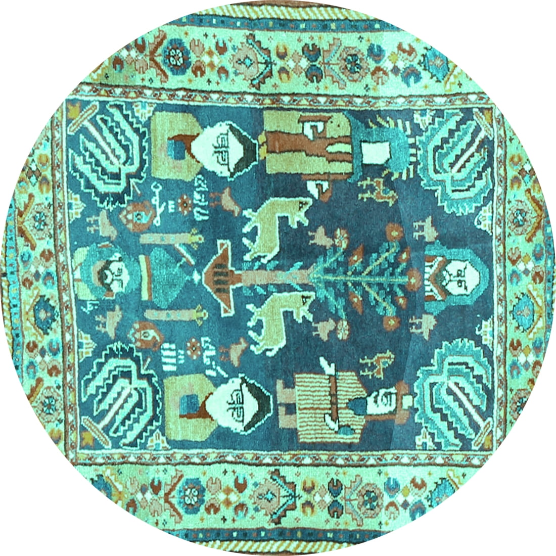 Round Animal Rug Ahgly Company Indoor Round Animal Turquoise Blue Traditional Area Rugs ...