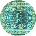 thumbnail image 1 of Ahgly Company Machine Washable Indoor Round Animal Turquoise Blue Traditional Area Rugs, 6' Round, 1 of 4