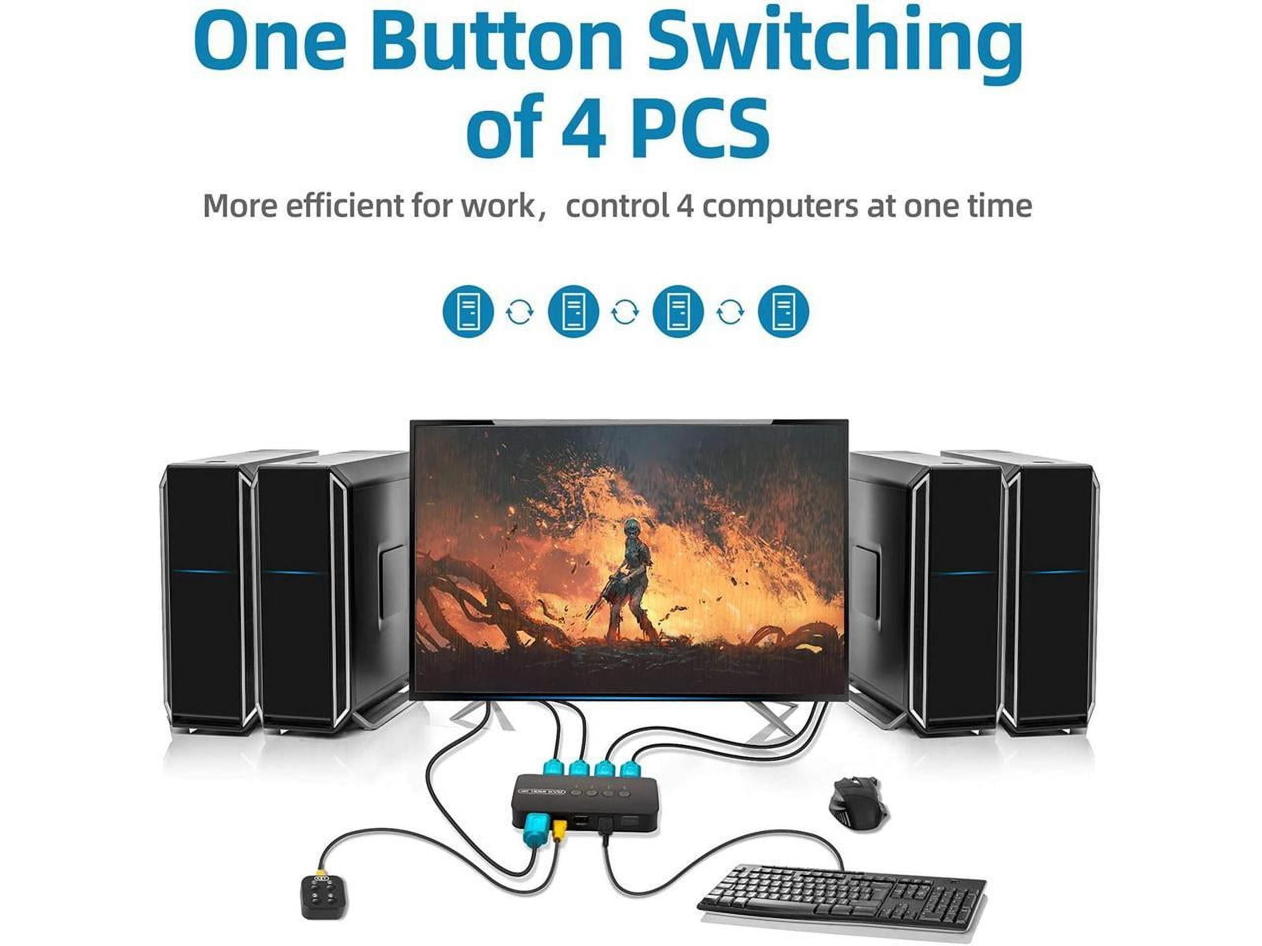 KVM Switch 4 Ports, HDMI USB Selector for 4 Computers Share Keyboard Mouse Printer and One HD 4K Monitor, Including 4 KVM Cables