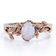 thumbnail image 1 of JeenMata Anillo de Bodas con Diseño de Hoja de Moissanita y Ópalo Arcoíris Ovalado de 1,5 Quilates Engastado en Oro Rosa de 18 K sobre Plata, 1 of 6