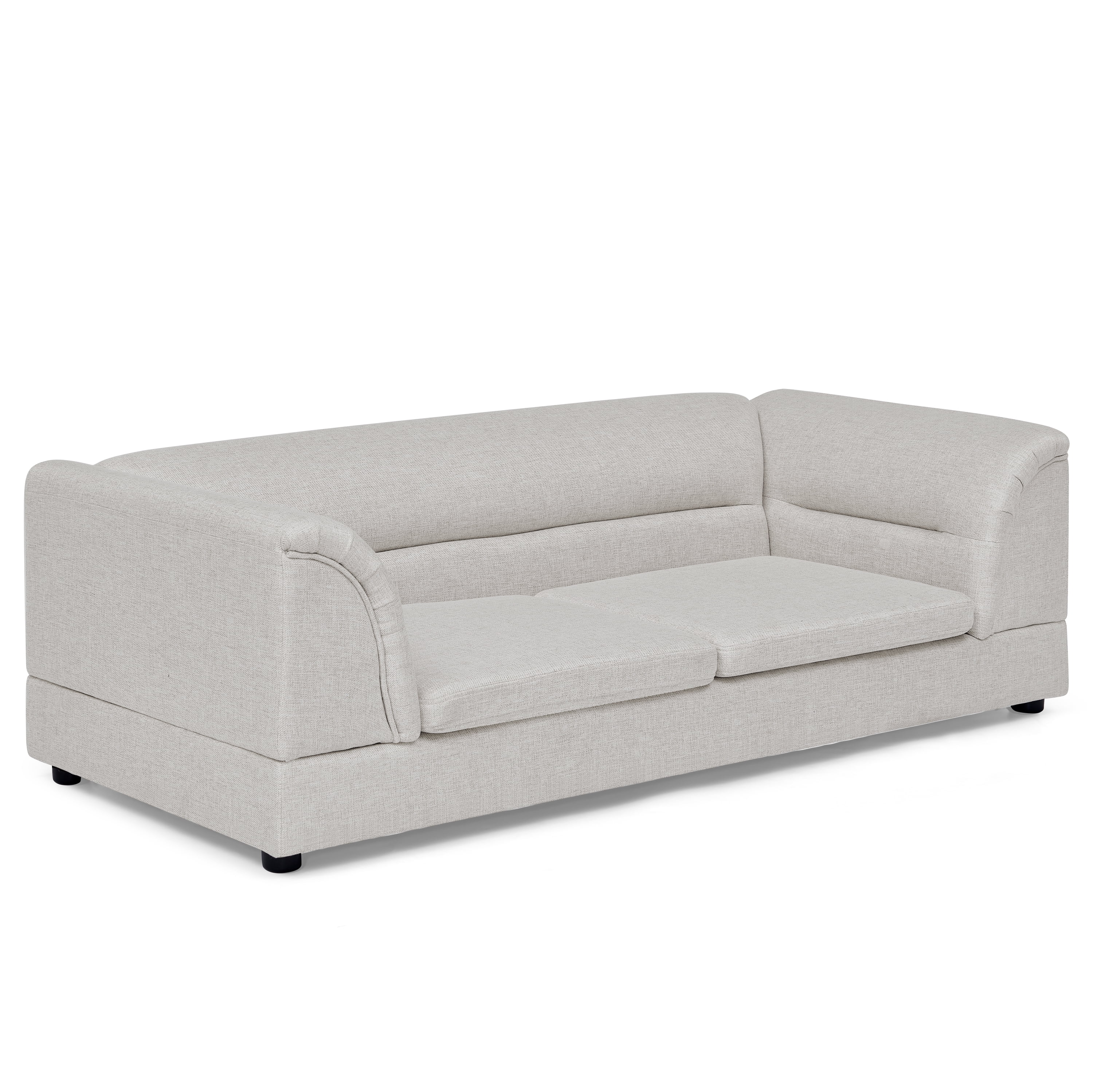 Oversized Pet Sofa, Curved Armrest Rectangular Dog Sofa, Linen Fabric Comfort Pet Couch for Large & Oversized Dogs-Beige