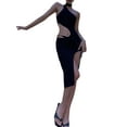 thumbnail image 1 of VISgogo Vestido sin mangas de verano para mujer Color sólido Recorte Paquete de cintura alta Vestido irregular de cadera para mujer VISgogo  moda, 1 of 9