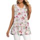 thumbnail image 2 of Mujeres Racerback Camisetas sin mangas Camiseta sin mangas de gasa con cuello en V para mujer, camiseta sin mangas con dobladillo plisado doble, camiseta informal tipo túnica (Pink, M), 2 of 7