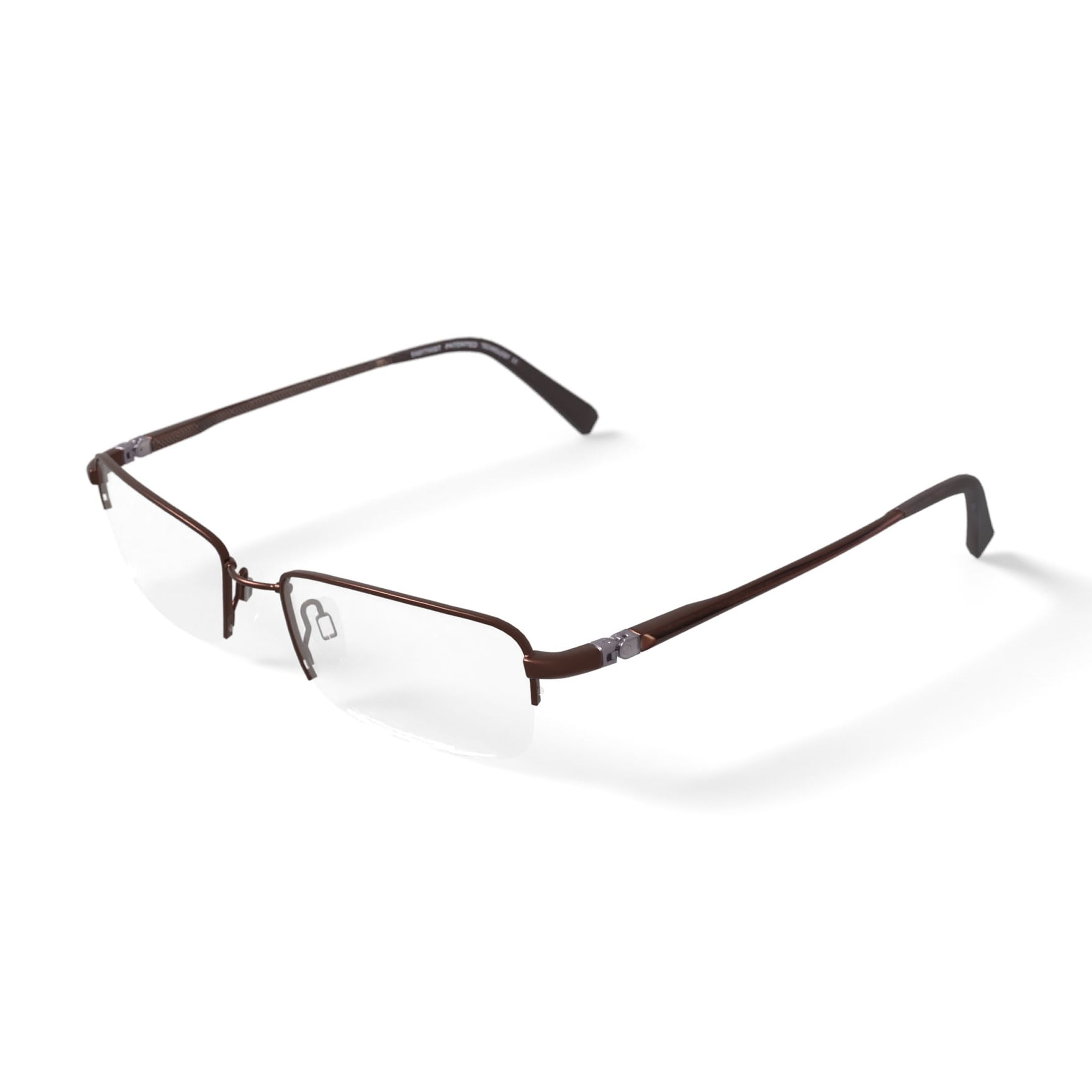 EasyTwist TurboFlex Men's Semi-Rimless Eyeglasses, ET869, Brown, 53-18-135, with Case