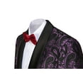 thumbnail image 5 of ETHAN Men's 2 Piece Slim Fit Suit Set,One Button Shawl Lapel Floral Pattern Party Blazer,Jacket Pants with Bow Tie M, 5 of 11