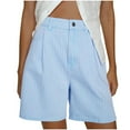 thumbnail image 2 of Taylonsss Womens High Waisted Denim Shorts Button Zipper Pocket Striped Print Casual Cowboy Inspired Comfortable Fashion, 2 of 6