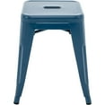 thumbnail image 4 of 18 Inch Industrial Metal Bar Stools Set of 2, Stackable Indoor/Outdoor Stackable Kitchen Dining Chair, Backless Kitchen Short Stools (Dark Blue), 4 of 10