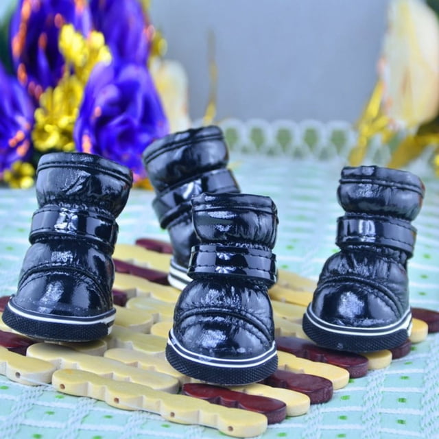 Waterproof Dog Boots Winter Snow Booties Anti-Slip Paw Protector-black-l(size4)