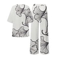 thumbnail image 5 of Jxximdong Pajamas for Women Set Summer Cotton Linen T Shirts Straight Leg Pant Plus Size 2 Piece Set White Loungewear XXXXL, 5 of 5