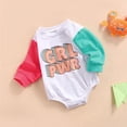 thumbnail image 5 of StylesILove Infant Baby Girl PWR Color Block Long Sleeve Cotton Sweatshirt Romper Oversized Toddler Girls Jumpsuit Fall Winter Outfit (6-12 Months), 5 of 6