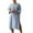 A-Light Blue, variant on Wyobmus Womens Summer 3/4 Sleeve Dresses Solid Color V-Neck Button Loose Fit Side Slit Linen Midi Dress A-Olive Green