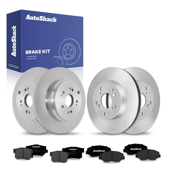 AutoShack Front Vented & Rear Solid Brake Rotors   Ceramic Pads 12-PC Brake Kit Replacement for 2005-2006 Honda CR-V