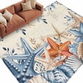 thumbnail image 2 of Ocean Starfish Washable Living Room Rugs 6'x9', Watercolor Eucalyptus Leaves Shell Retro Low Pile Throw Large Area Rug Non-Slip Sturdy Edge Binding Carpet for Dining Room Kitchen Office, 2 of 9