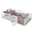 thumbnail image 6 of Mirightone Twin Size Floor Bed, Wood Montessori Floor Beds with High Fence Railings, Door & Slats Support, Twin Playhouse Bed Frame, No Box Spring Needed, White, 6 of 9